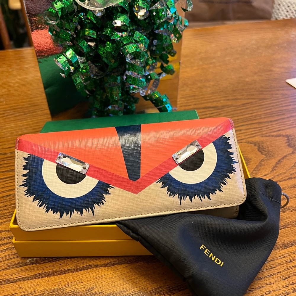 Fendi Monster Continental Multicolor Wallet w/ Crossbody Chain, Box & Dust Bag - Picture 14 of 14
